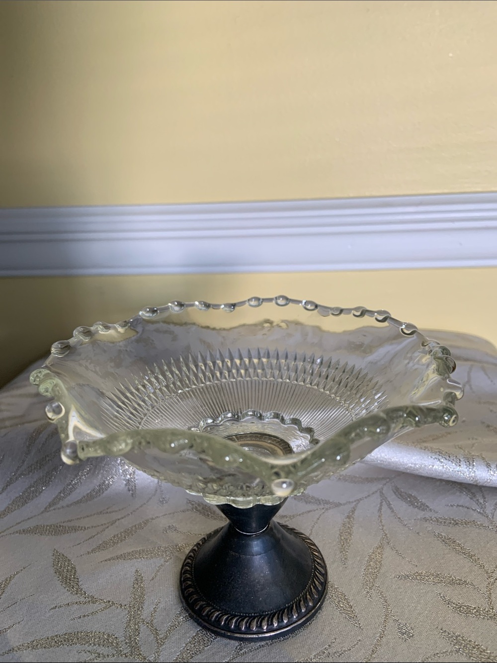 Sterling Silver Weighted Duchin Clear Glass Compote with Pedestal 1950s